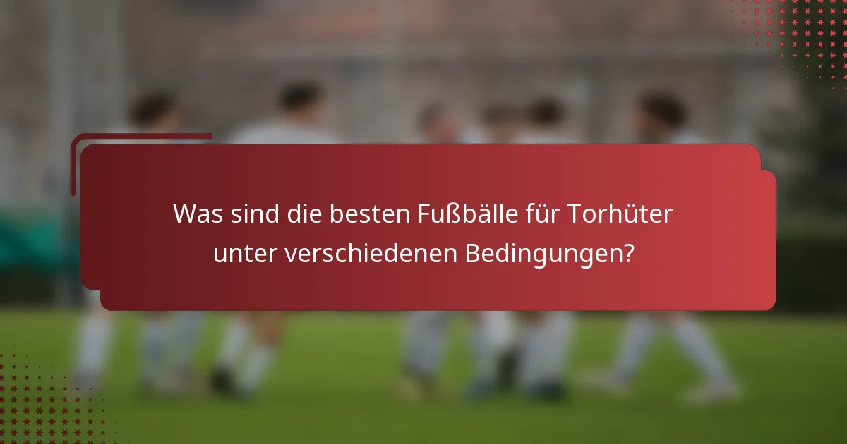Was sind die besten Fußbälle für Torhüter unter verschiedenen Bedingungen?