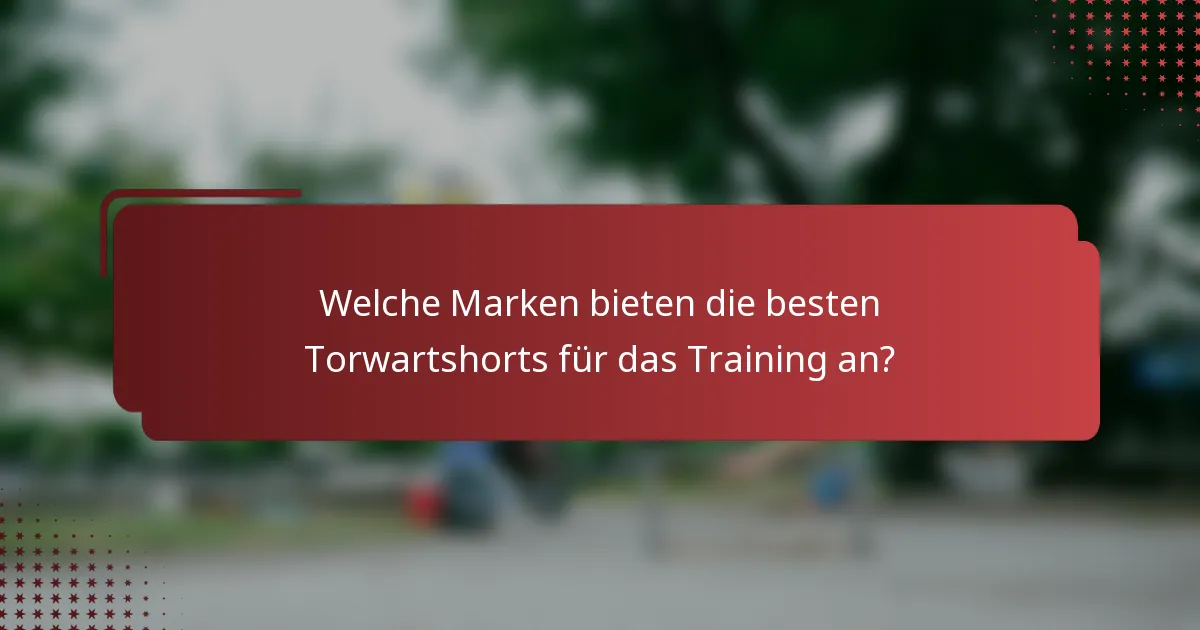 Welche Marken bieten die besten Torwartshorts für das Training an?