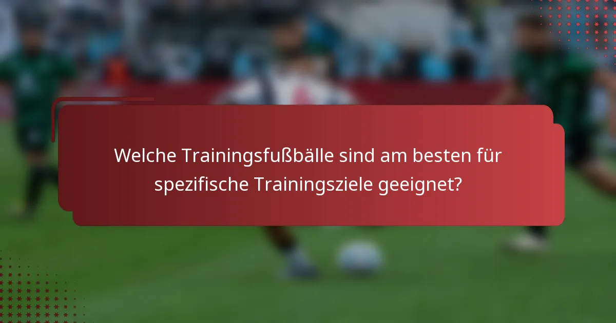 Welche Trainingsfußbälle sind am besten für spezifische Trainingsziele geeignet?