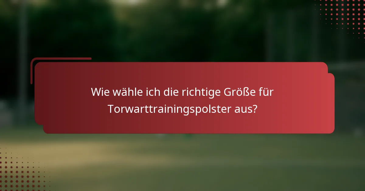 Wie wähle ich die richtige Größe für Torwarttrainingspolster aus?